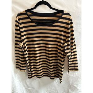 New Directions Women's XL Striped 3/4 Sleeve Pullover Top Multicolor